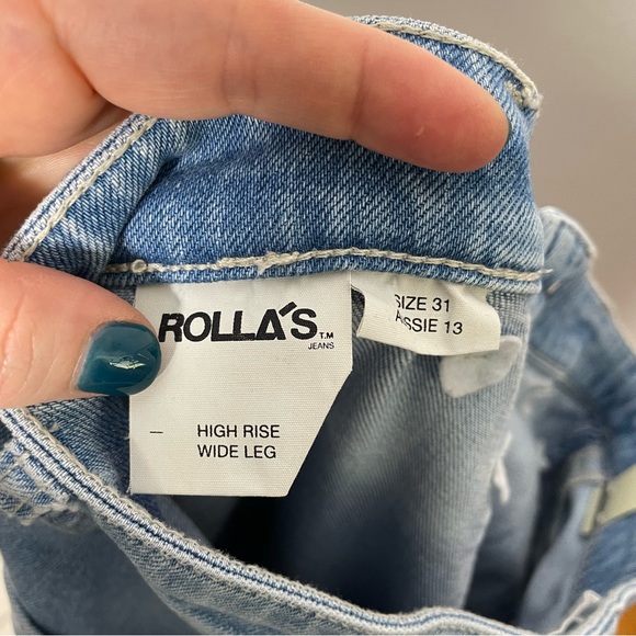 NWT ROLLA’S Sailor Jean Wide Leg High Rise Bluebird Organic Cotton Blue Size 31 - Picture 9 of 10